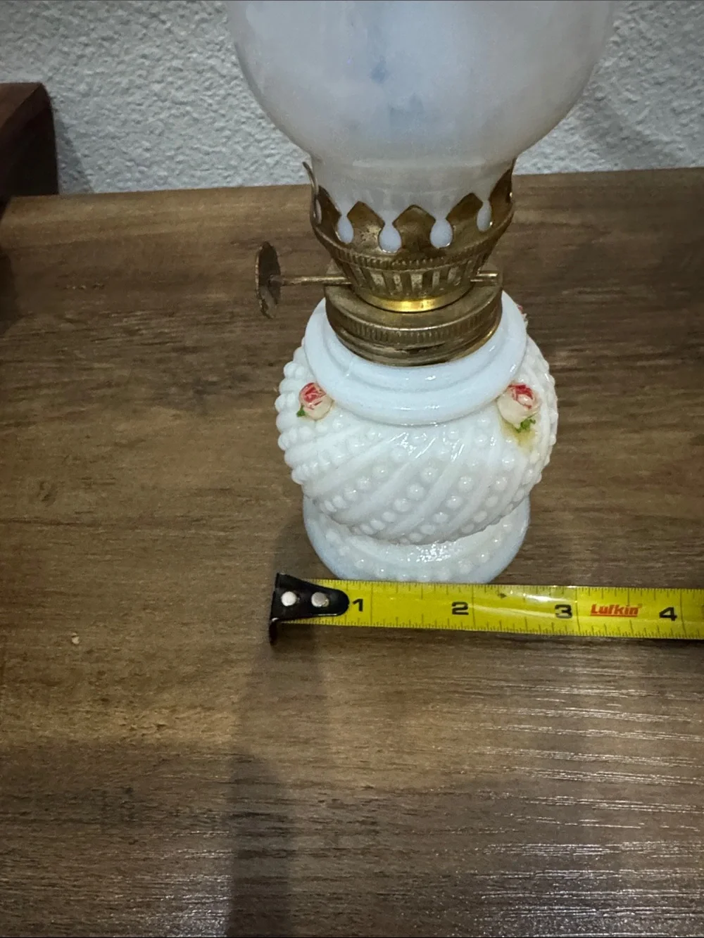 Vintage mini milk glass oil lamp.